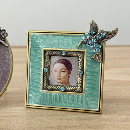 Three Floral Crystal Photo Frames 1x1 Decorative Vintage Style