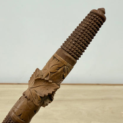 Antique Carved Wooden Needle Holder Sewing Case Screw Apart 13cm