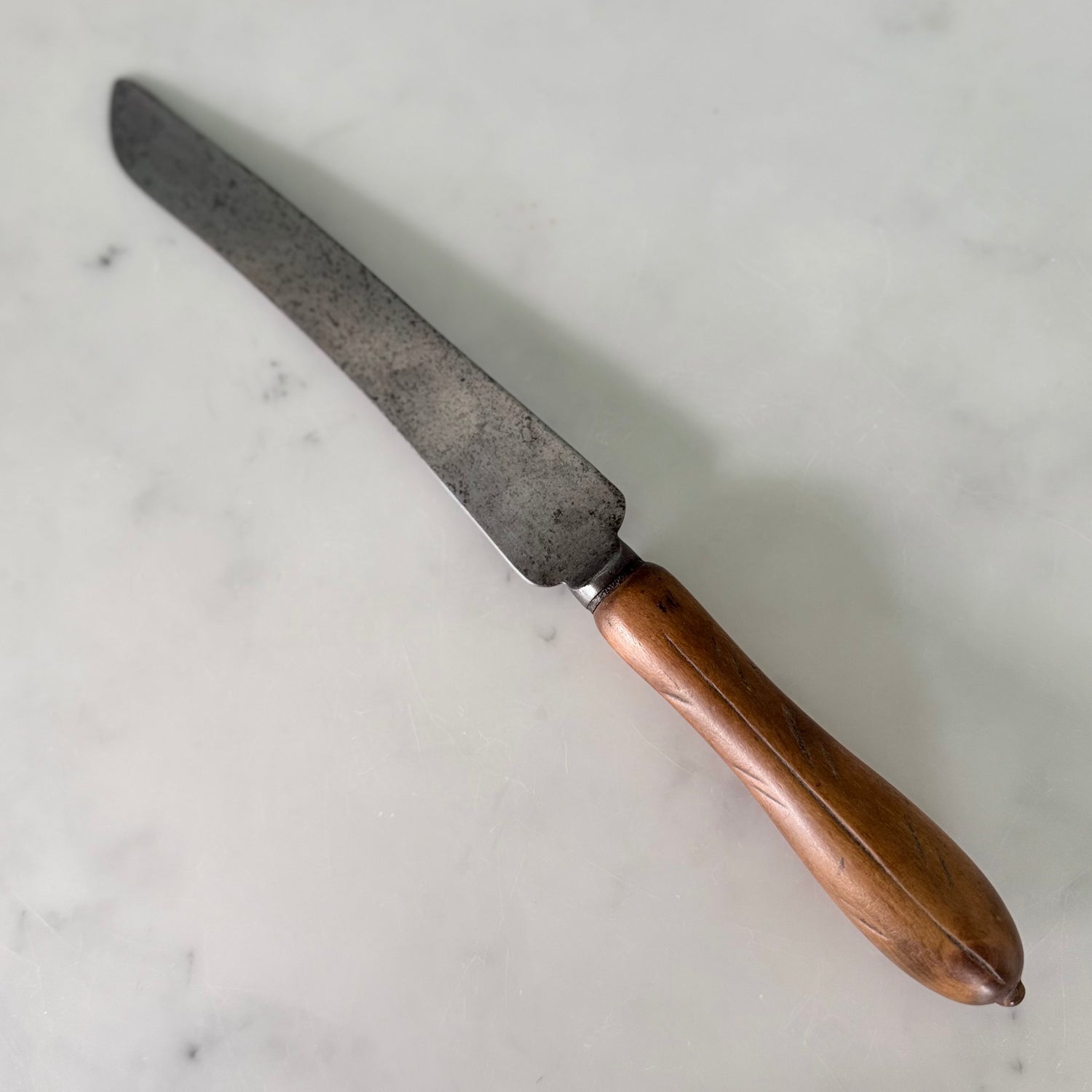 Antique Carved Treen Handle Bread Knife