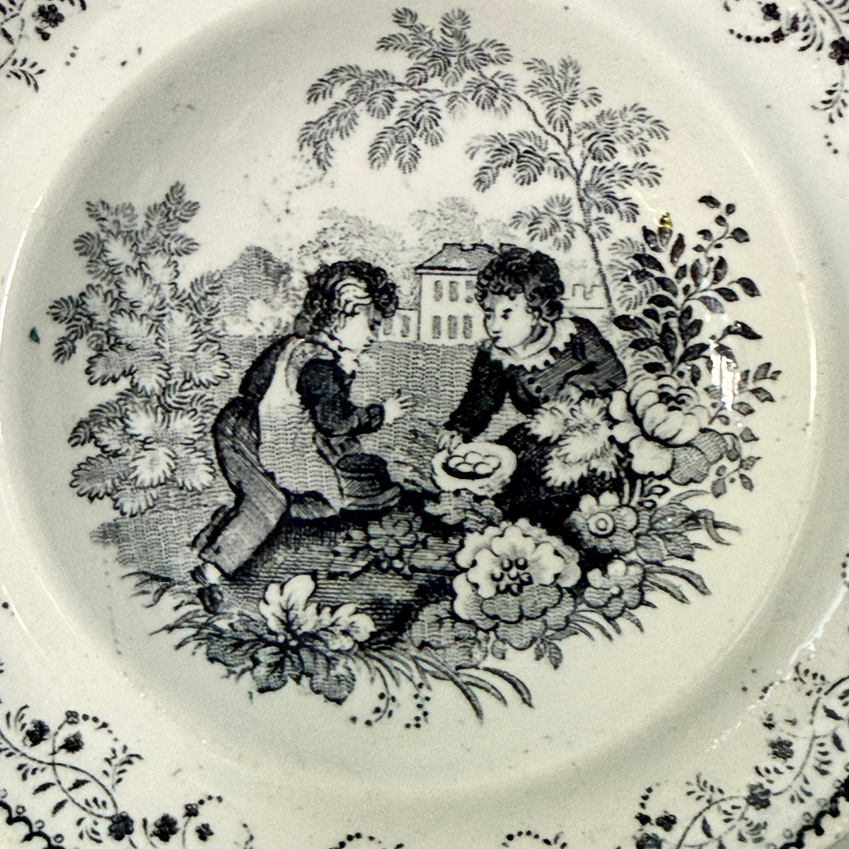 Antique Pair of Staffordshire Nursery Plates c.1840-60