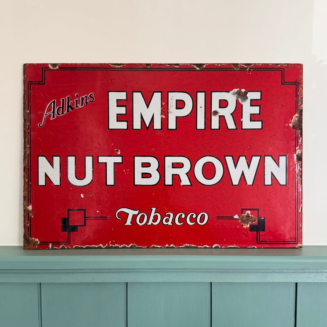 Adkins Nut Brown Tobacco Double-Sided Enamel Advertising Sign