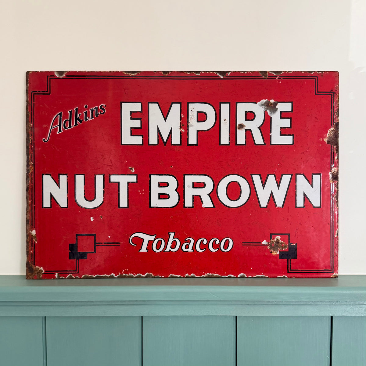 Adkins Nut Brown Tobacco Double-Sided Enamel Advertising Sign