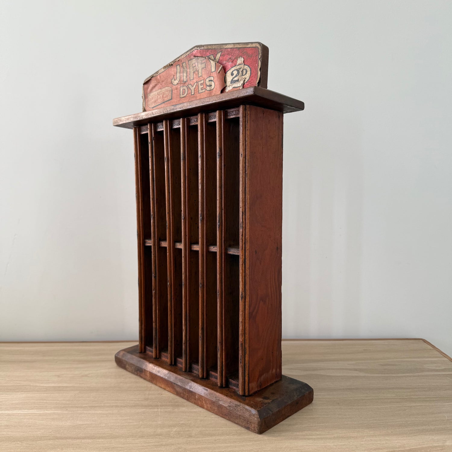 Jiffy Dyes Wooden Shop Display Rack William Edge &amp; Sons Bolton c1920