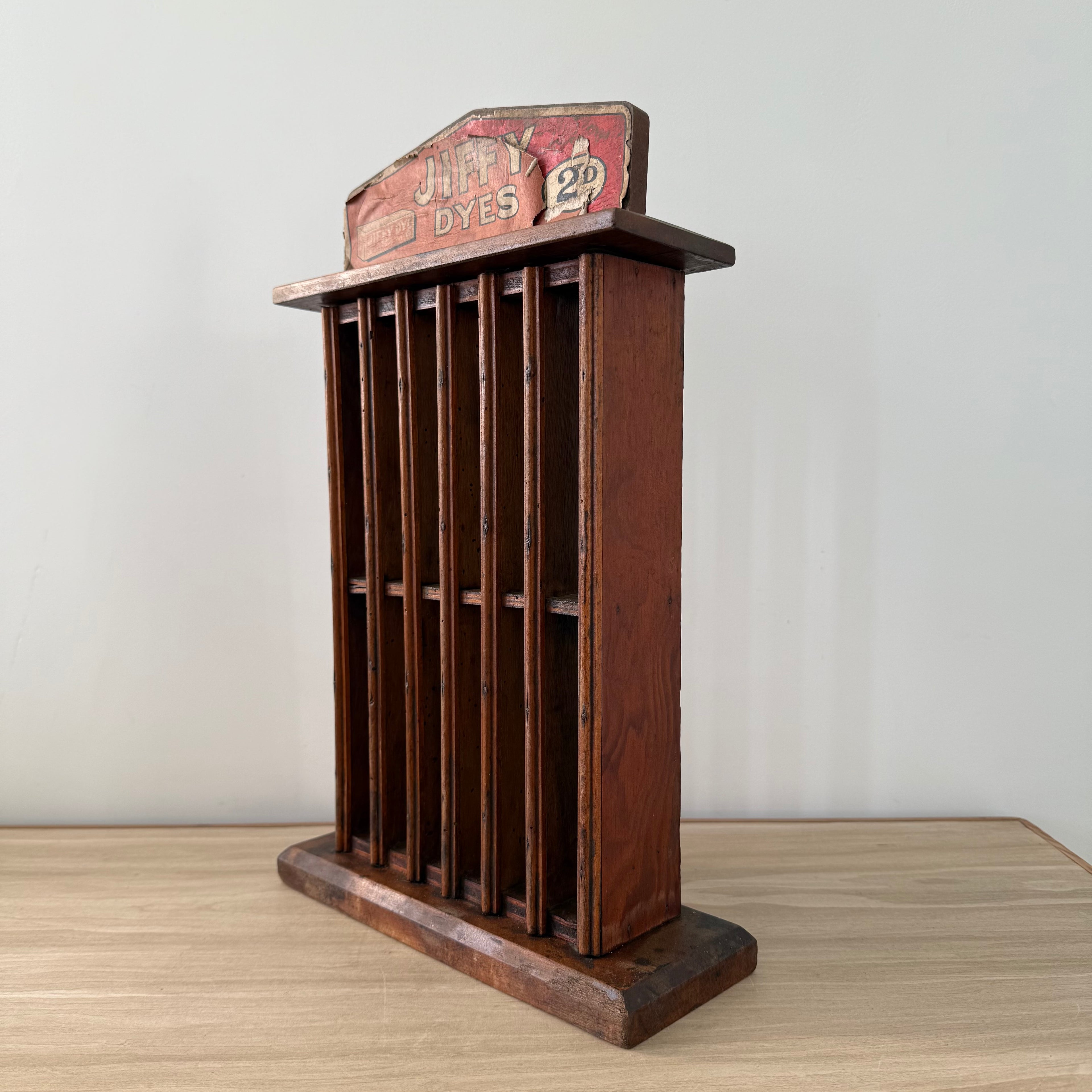 Jiffy Dyes Wooden Shop Display Rack William Edge &amp; Sons Bolton c1920