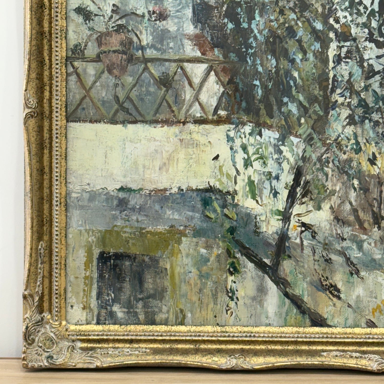 British Oil Painting of a Spanish Courtyard by Madeline Reid