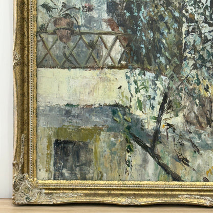 British Oil Painting of a Spanish Courtyard by Madeline Reid