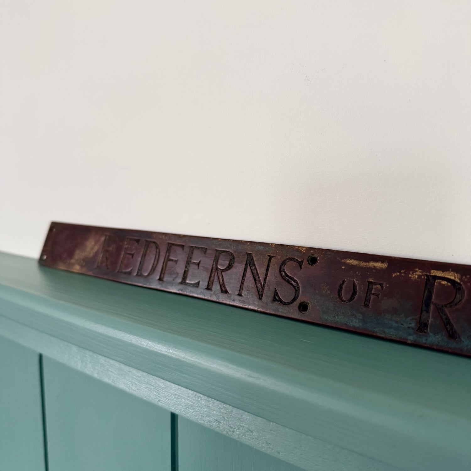 Antique Redferns of Ripley Drapery Shop Metal Office Sign Plaque