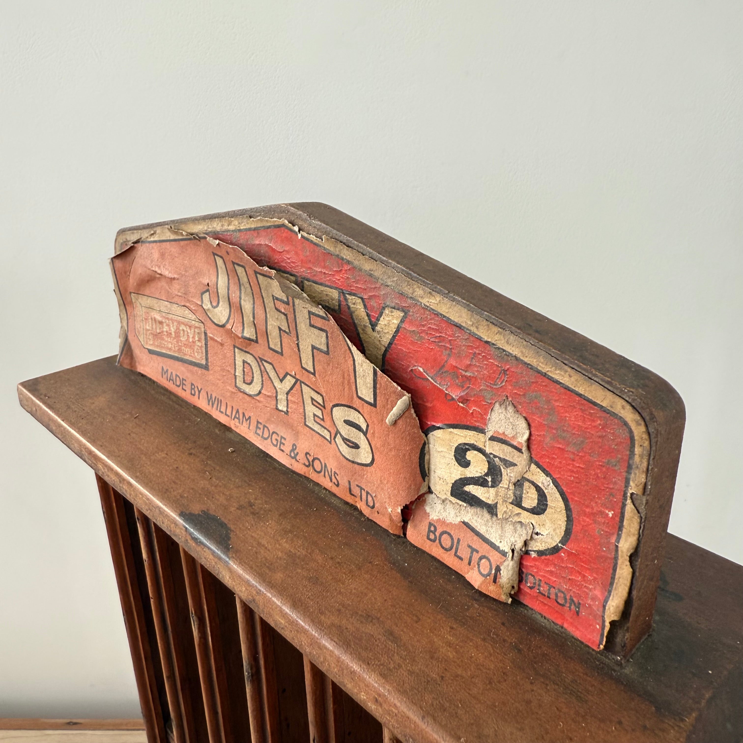Jiffy Dyes Wooden Shop Display Rack William Edge &amp; Sons Bolton c1920