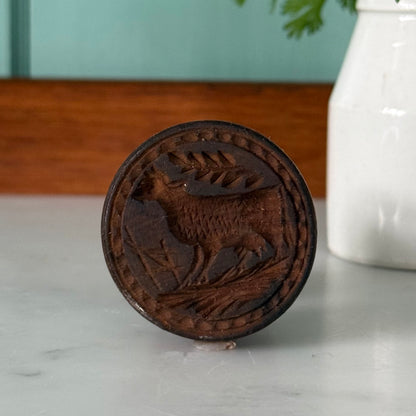Antique Wooden Cow / Bull Butter Stamp Treen Dairy Mould