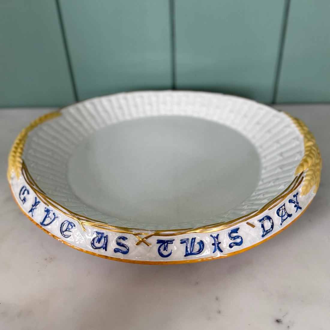 Victorian Ceramic Bread Plate ‘Our Daily Bread Give Us This Day’