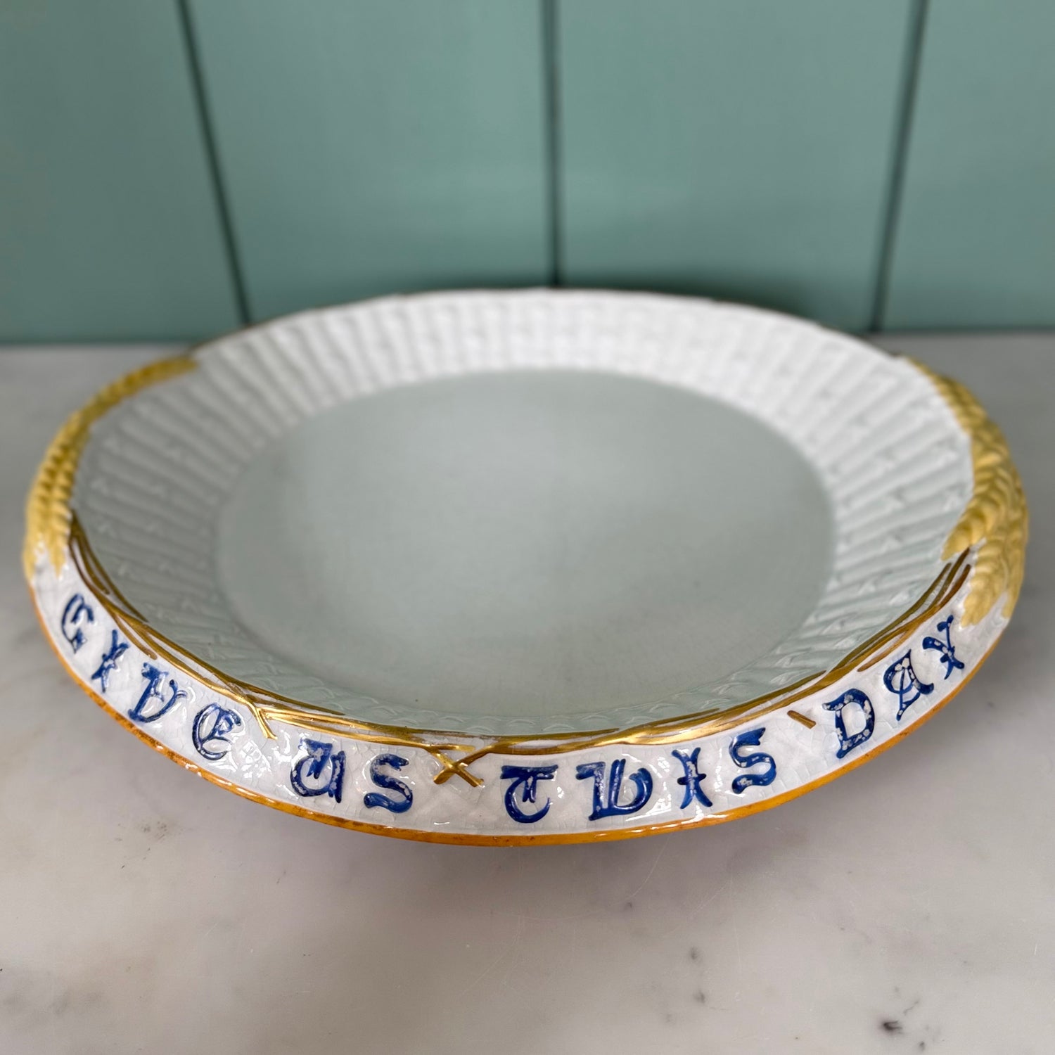 Victorian Ceramic Bread Plate ‘Our Daily Bread Give Us This Day’