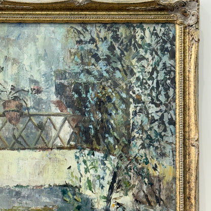 British Oil Painting of a Spanish Courtyard by Madeline Reid