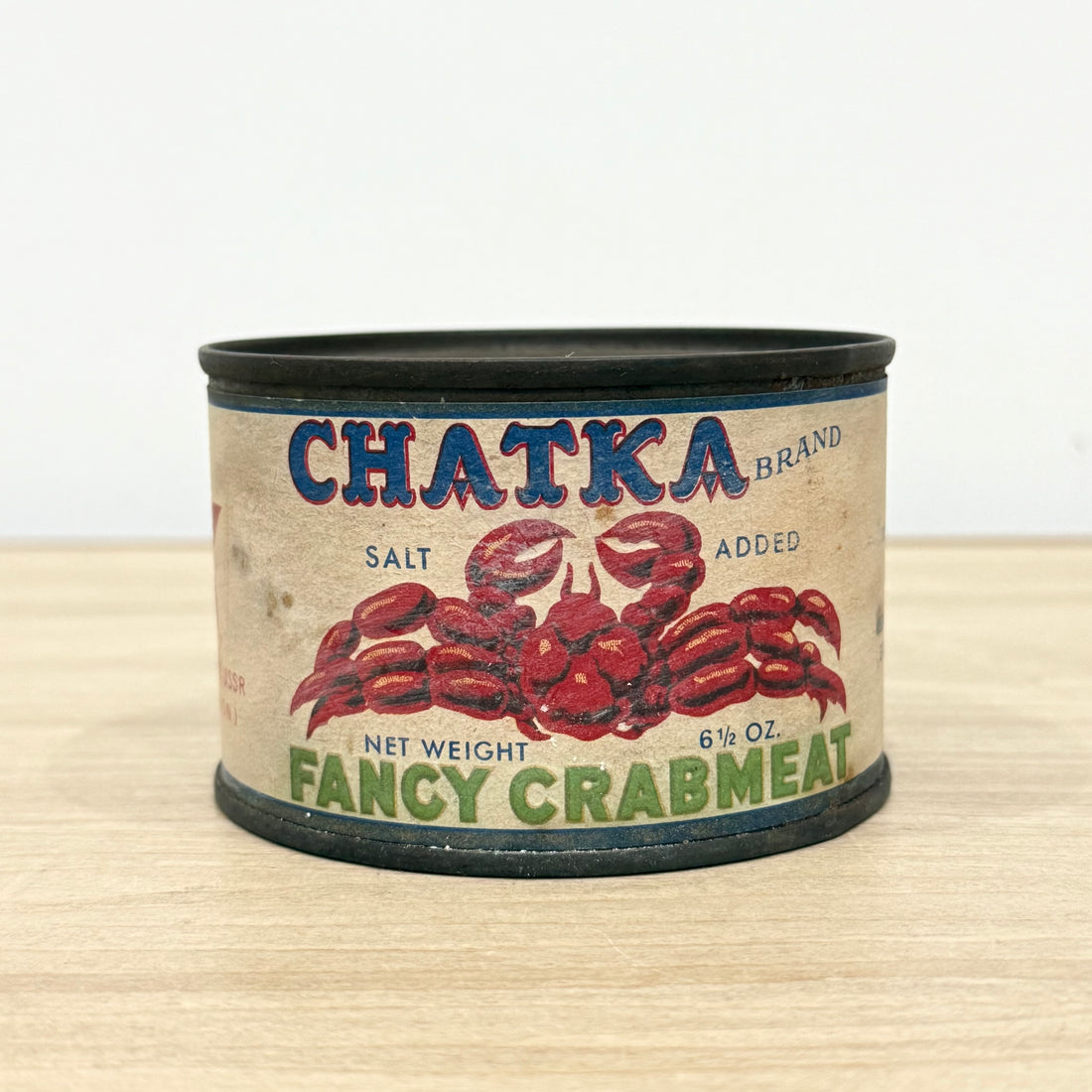 Vintage Chatka Crab Meat Tin USSR Soviet Export Seafood Advertising c1950s