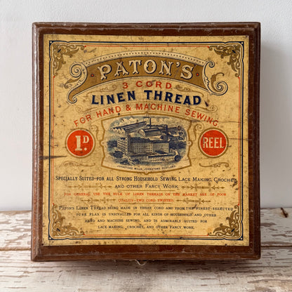 Antique Paton’s Linen Thread Wooden Shop Display Box Johnstone Scotland