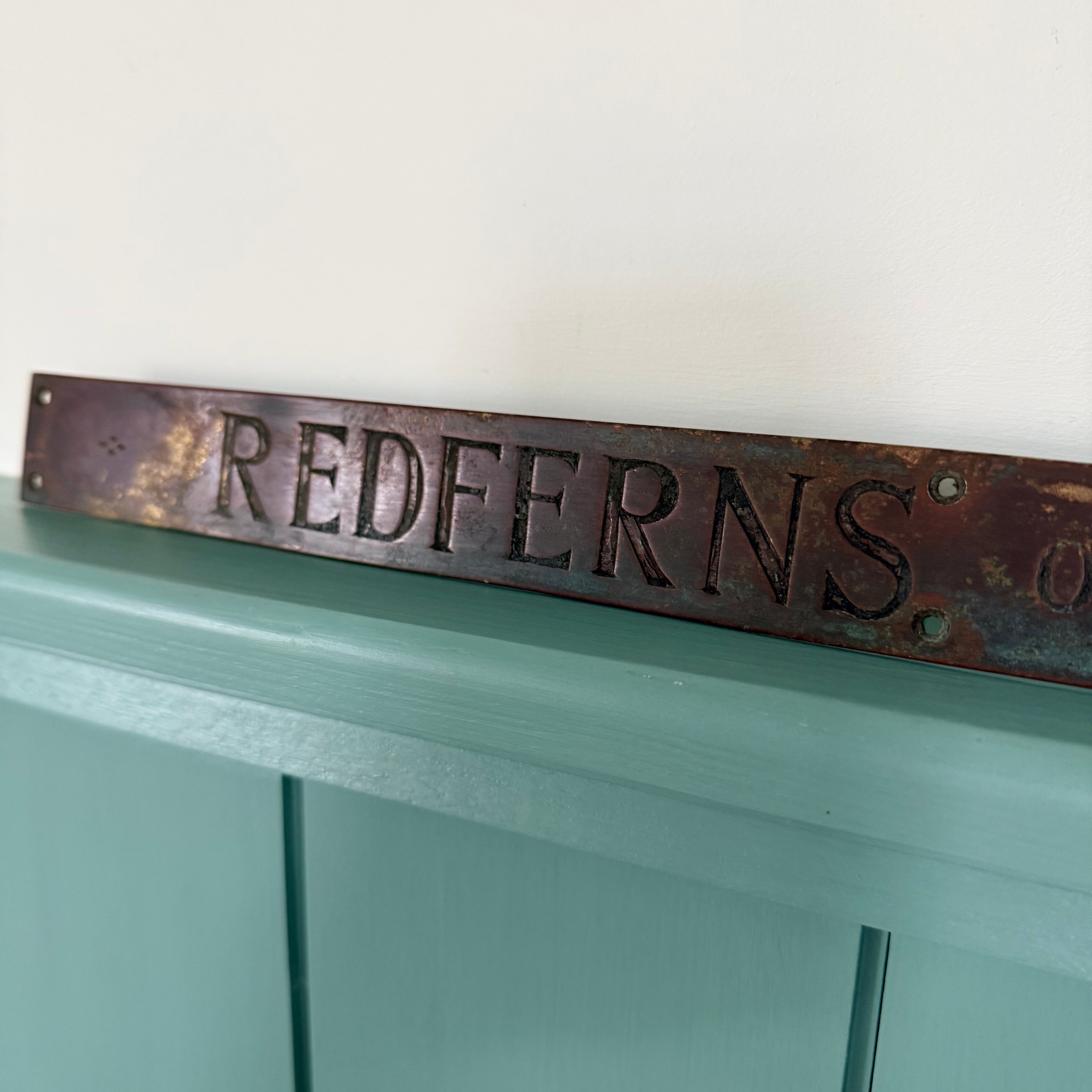 Antique Redferns of Ripley Drapery Shop Metal Office Sign Plaque