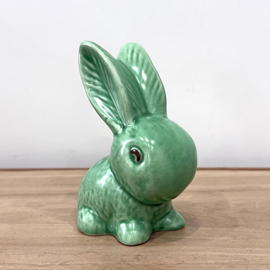 SylvaC 990 Green Rabbit Ornament Vintage Staffordshire Pottery Bunny Figure