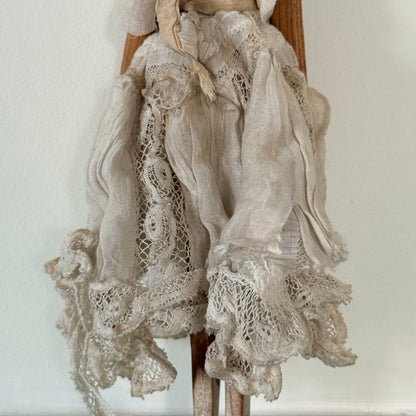 Antique 19th Century Grödnertal Style Wooden Peg Doll – 17.5cm