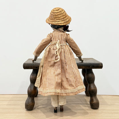 Victorian Peg Doll Folk Art Wooden Doll c1900