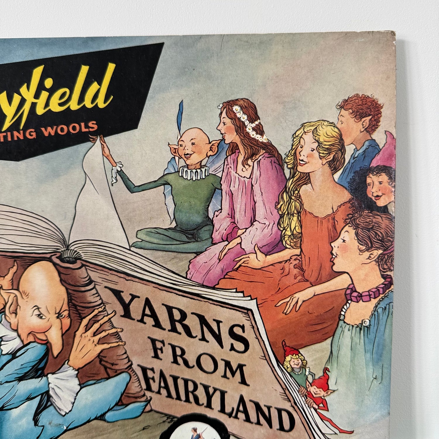 Vintage Hayfield Knitting Wools “Yarns From Fairyland” Display Sign