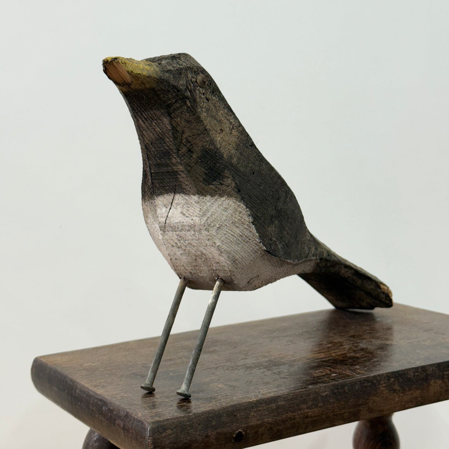Vintage Folk Art Wooden Bird Sculpture Primitive Carved Bird Figure