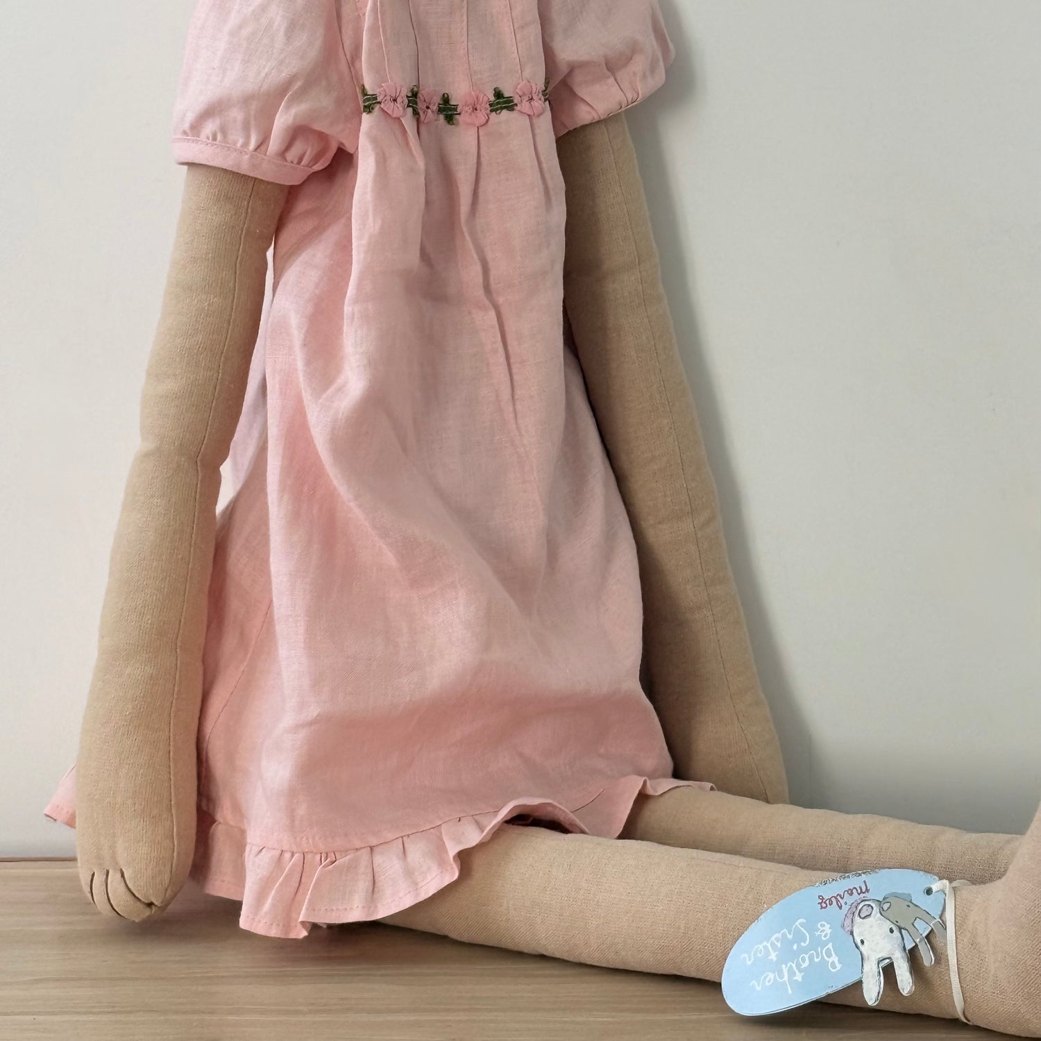 Maileg Giant Bunny 125cm Pink Linen Dress XL Soft Toy Display Piece