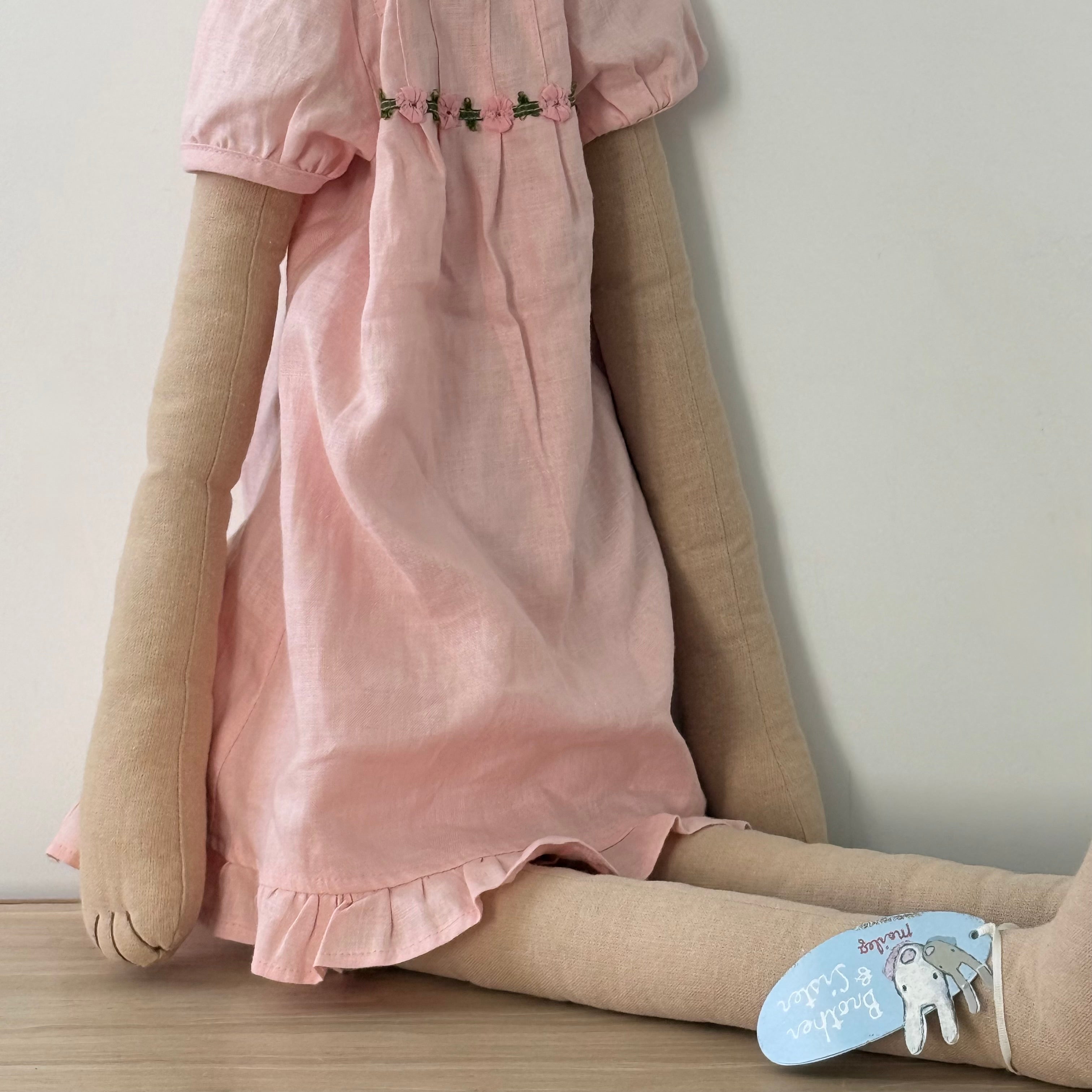 Maileg Giant Bunny 125cm Pink Linen Dress XL Soft Toy Display Piece