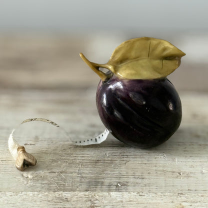 Antique Celluloid Plum Tape Measure with Fly Pull