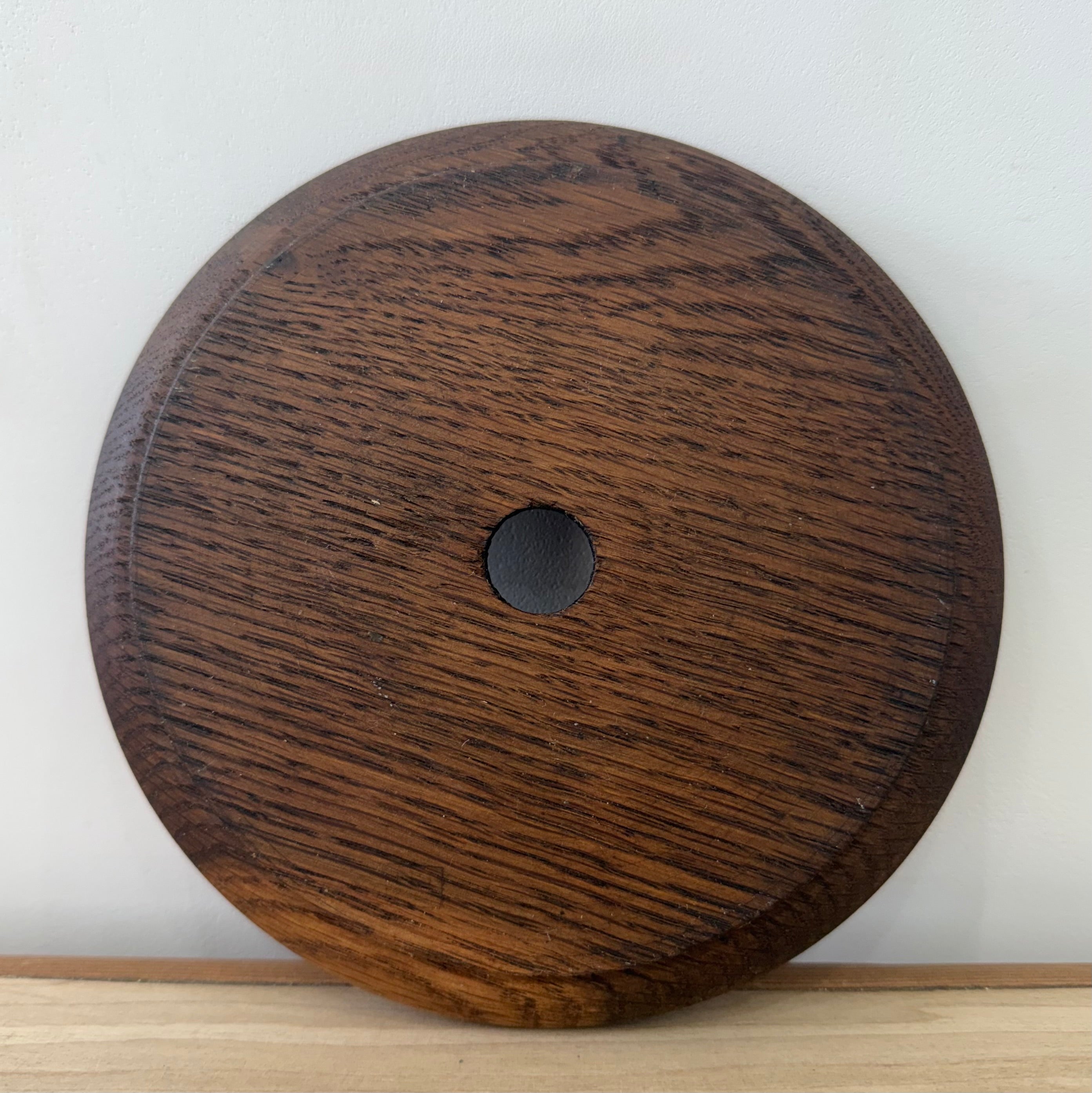 Edwardian Carved Oak Cheese Board with Plate Early 20th Century