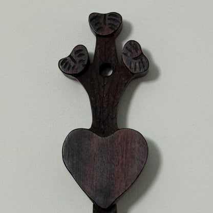 Welsh Love Spoon Carved Wooden Heart Twist Handle Folk Art Treen