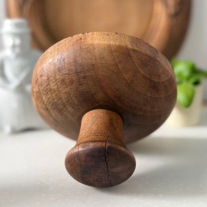 Antique Treen Butter Stamp Deep Carved Rose Motif