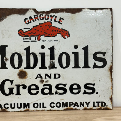 Gargoyle Mobiloils and Greases Enamel Sign Vacuum Oil Company c1920