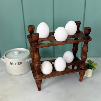Antique Victorian Edwardian Wooden Two Tier Egg Stand Rack