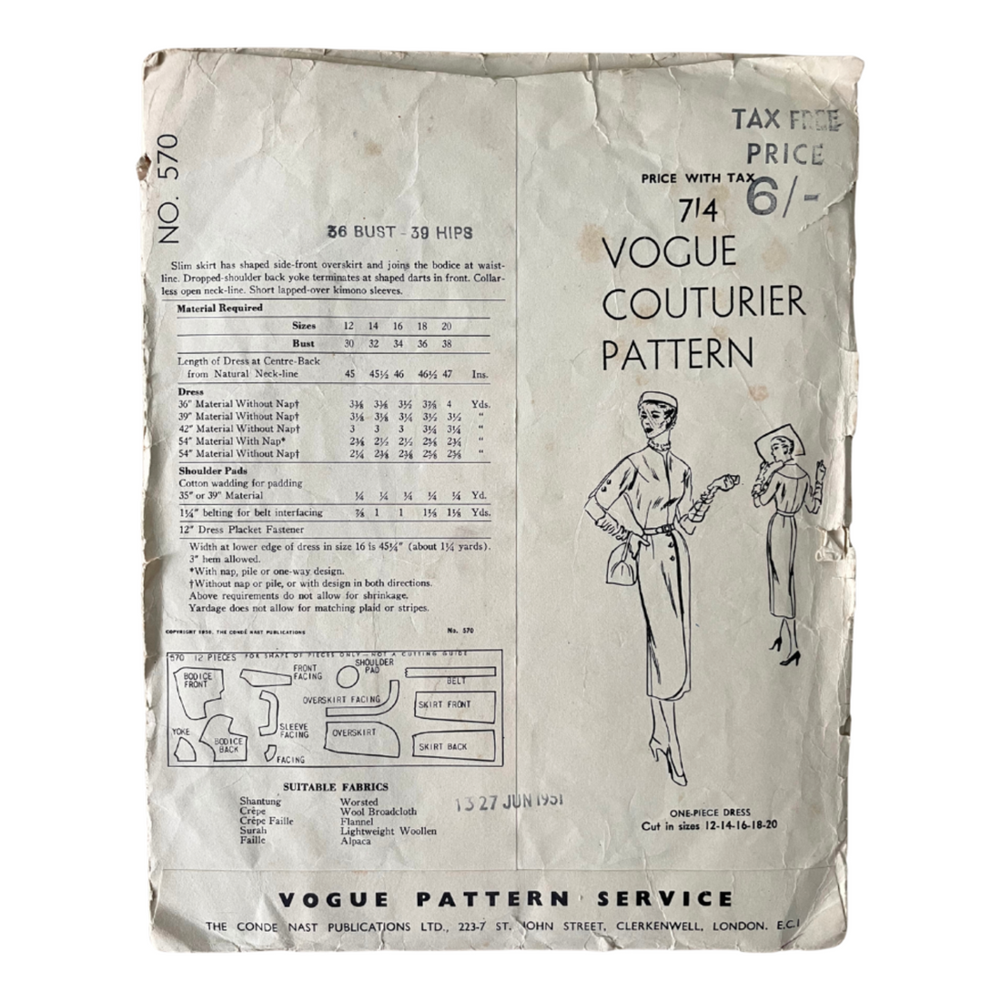 Vogue Couturier 570 Womens Size 12 Dress