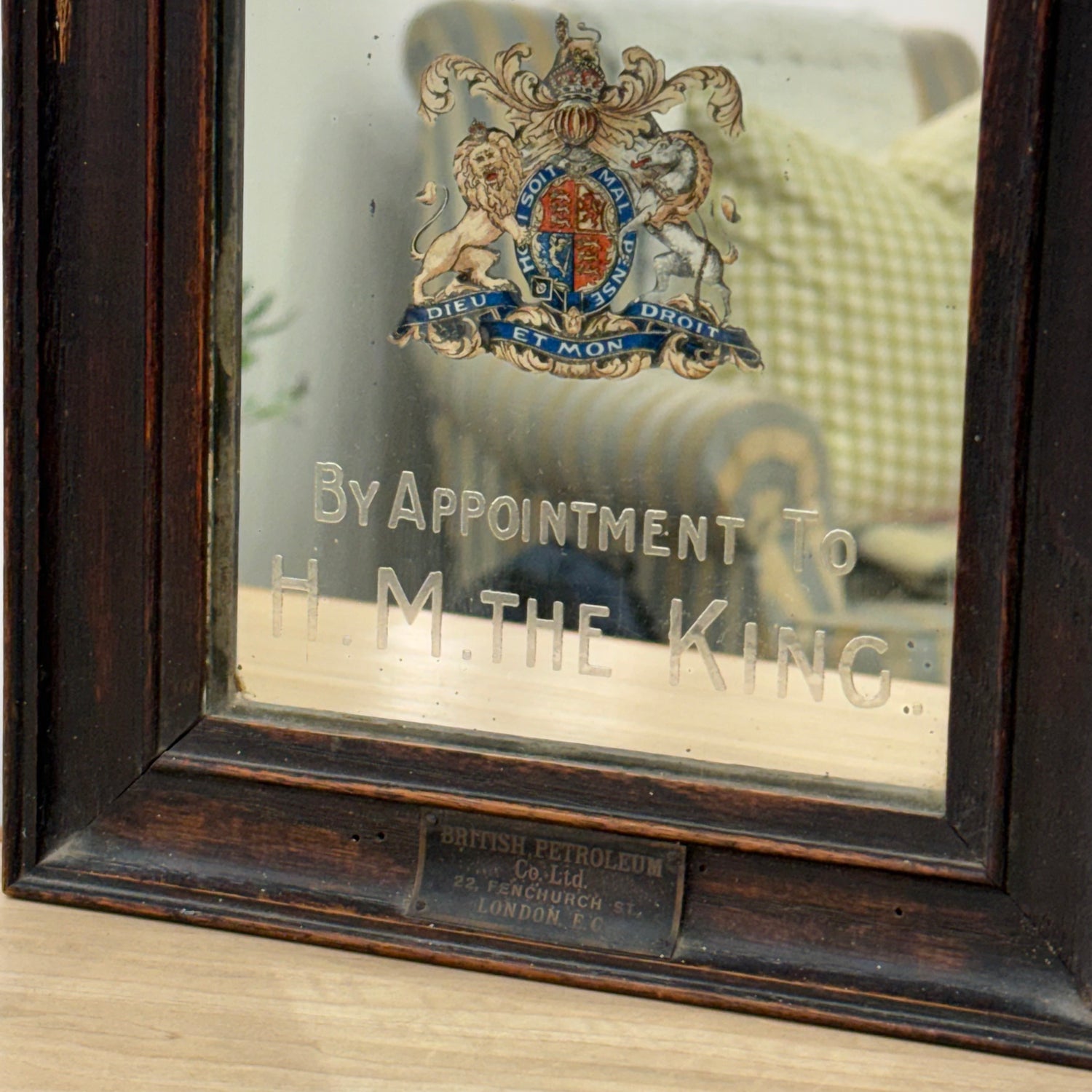 Vintage Shell Petrol Advertising Mirror Royal Warrant British Petroleum BP 1930s