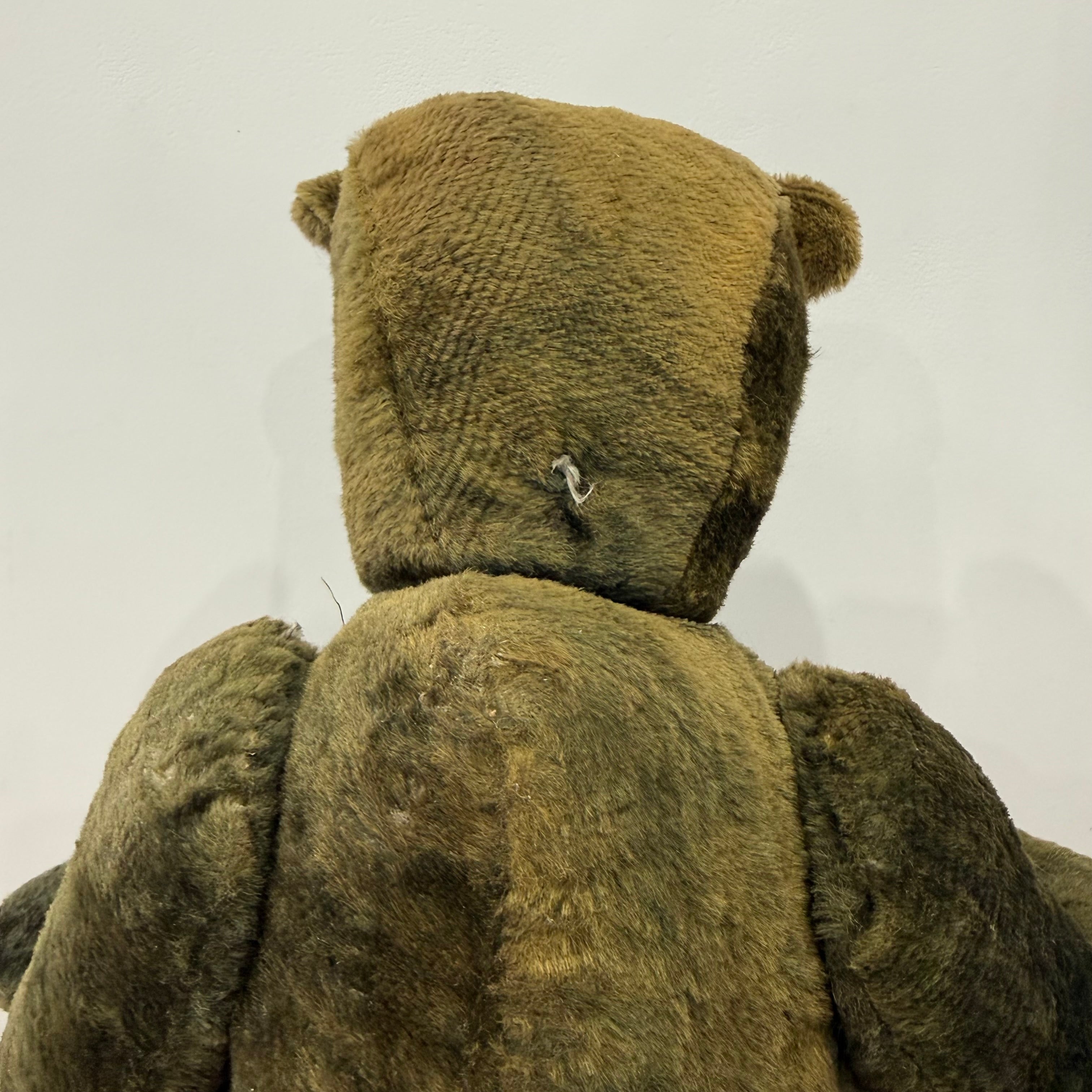 Early 20th Century Straw Filled Plush Teddy Bear Disc Joints 44cm
