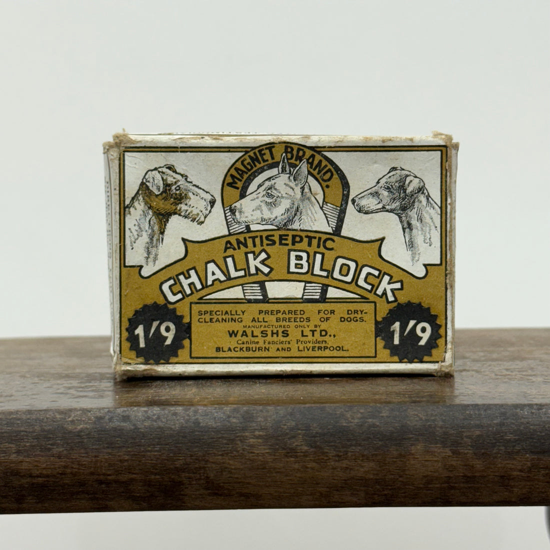 Antique Magnet Brand Antiseptic Chalk Block Dog Grooming Box c.1900–1920