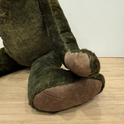 Early 20th Century Straw Filled Plush Teddy Bear Disc Joints 44cm