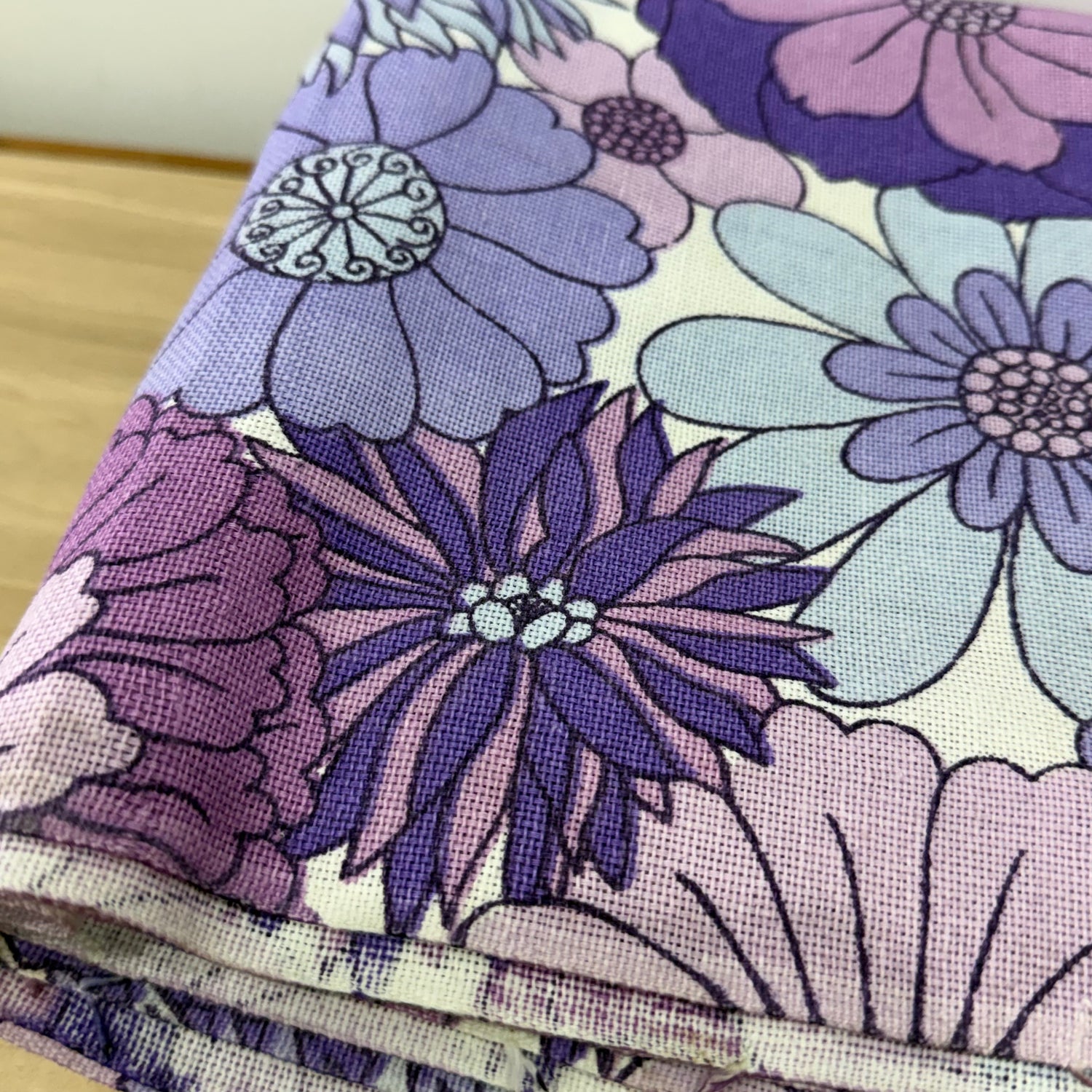 Vintage St Michael Flower Power Fabric 1970s Purple Floral 6.5m