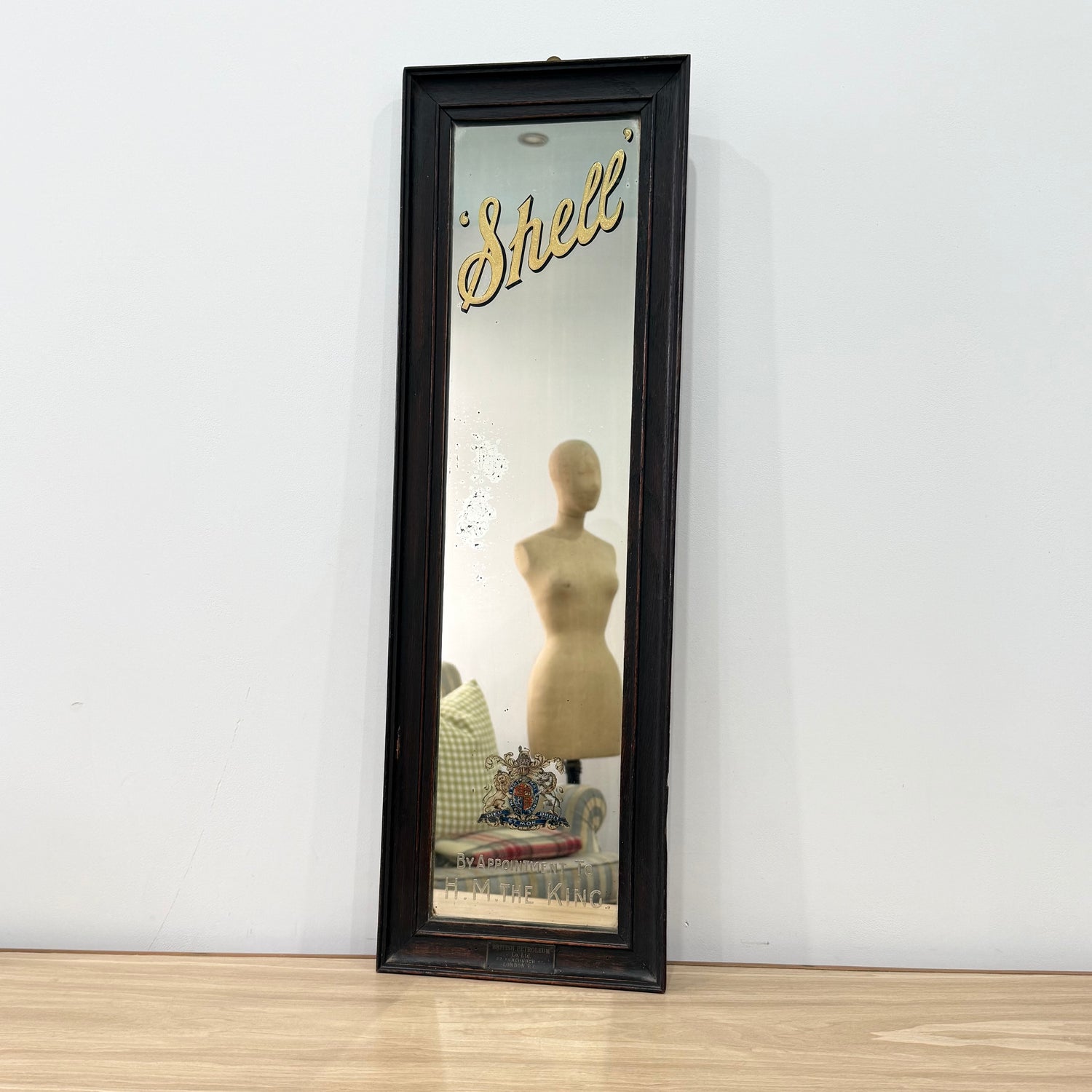 Vintage Shell Petrol Advertising Mirror Royal Warrant British Petroleum BP 1930s