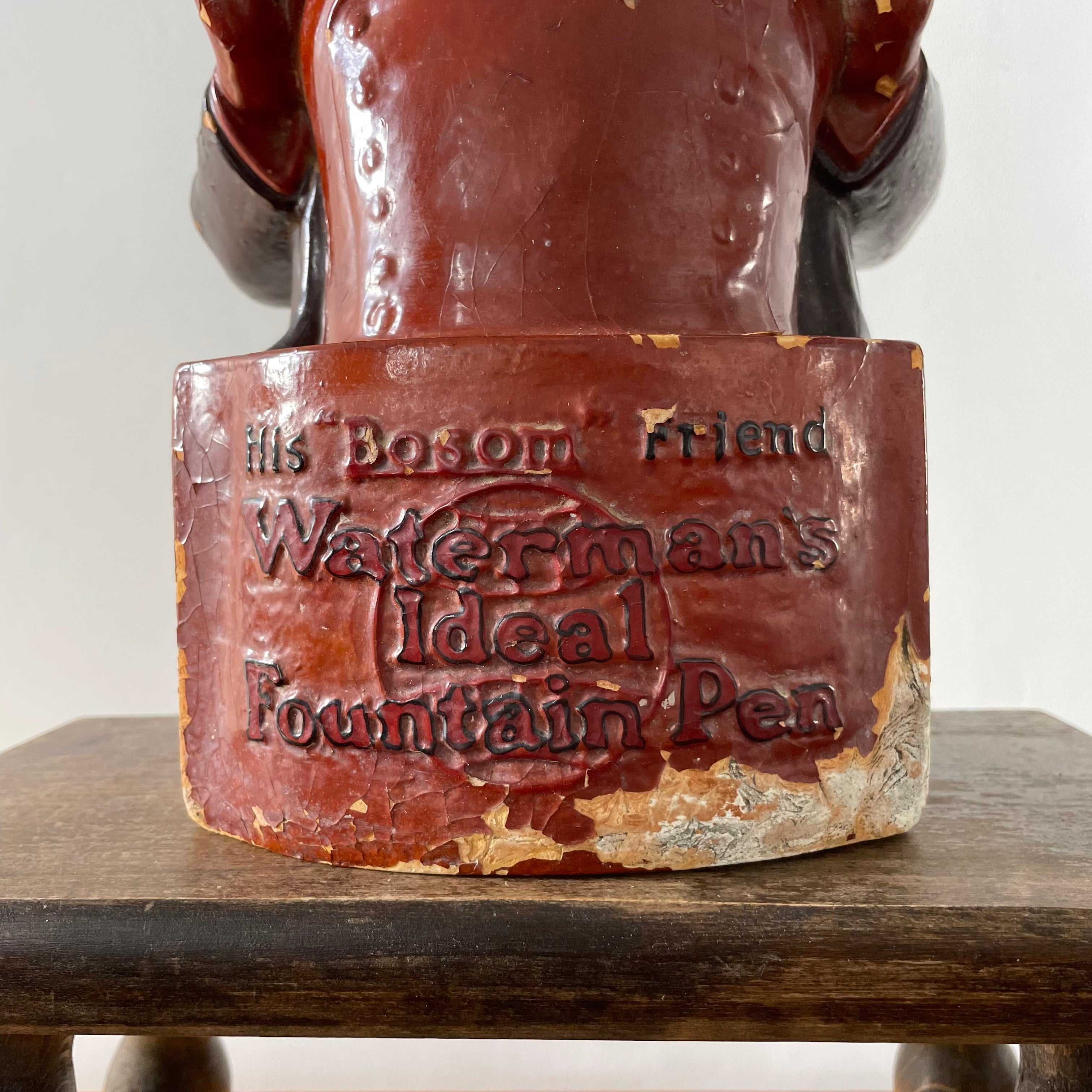 Antique Waterman’s “His Bosom Friend” Advertising Figure – Early 20th Century Plaster Bust