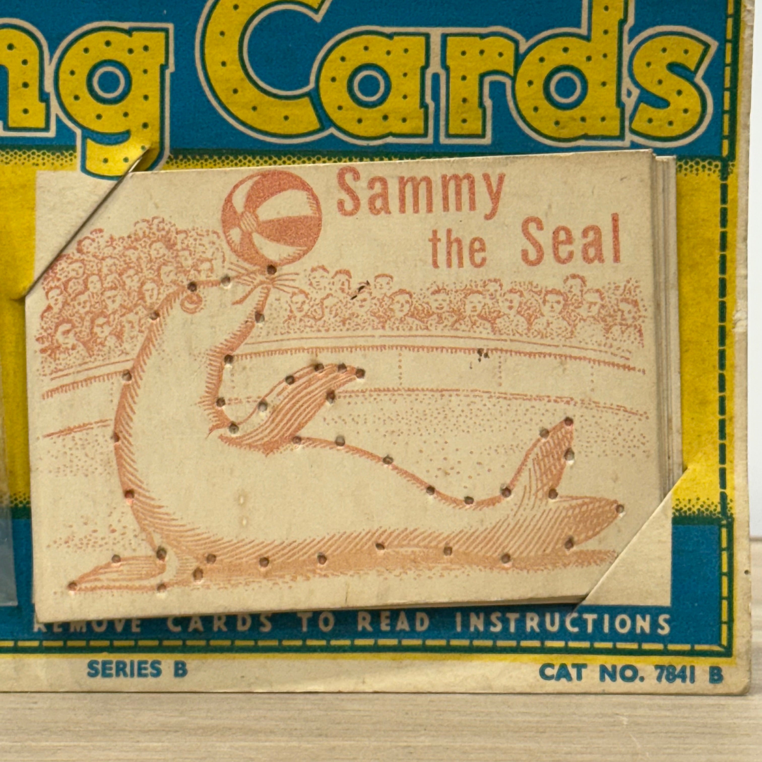 Vintage Six Sewing Cards Set, Carded, Animal Designs, Made in England