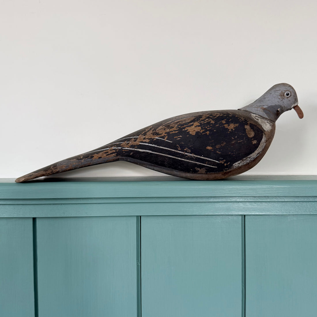Antique Wooden Pigeon Decoy with Original Paint