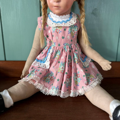 Vintage Käthe Kruse Cloth Doll 50cm Blonde Braids German Doll