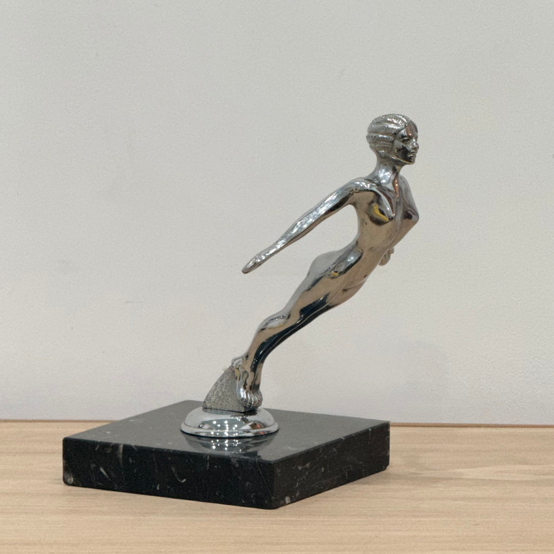 Art Deco Desmo Diving Lady Nymph Chrome Car Mascot