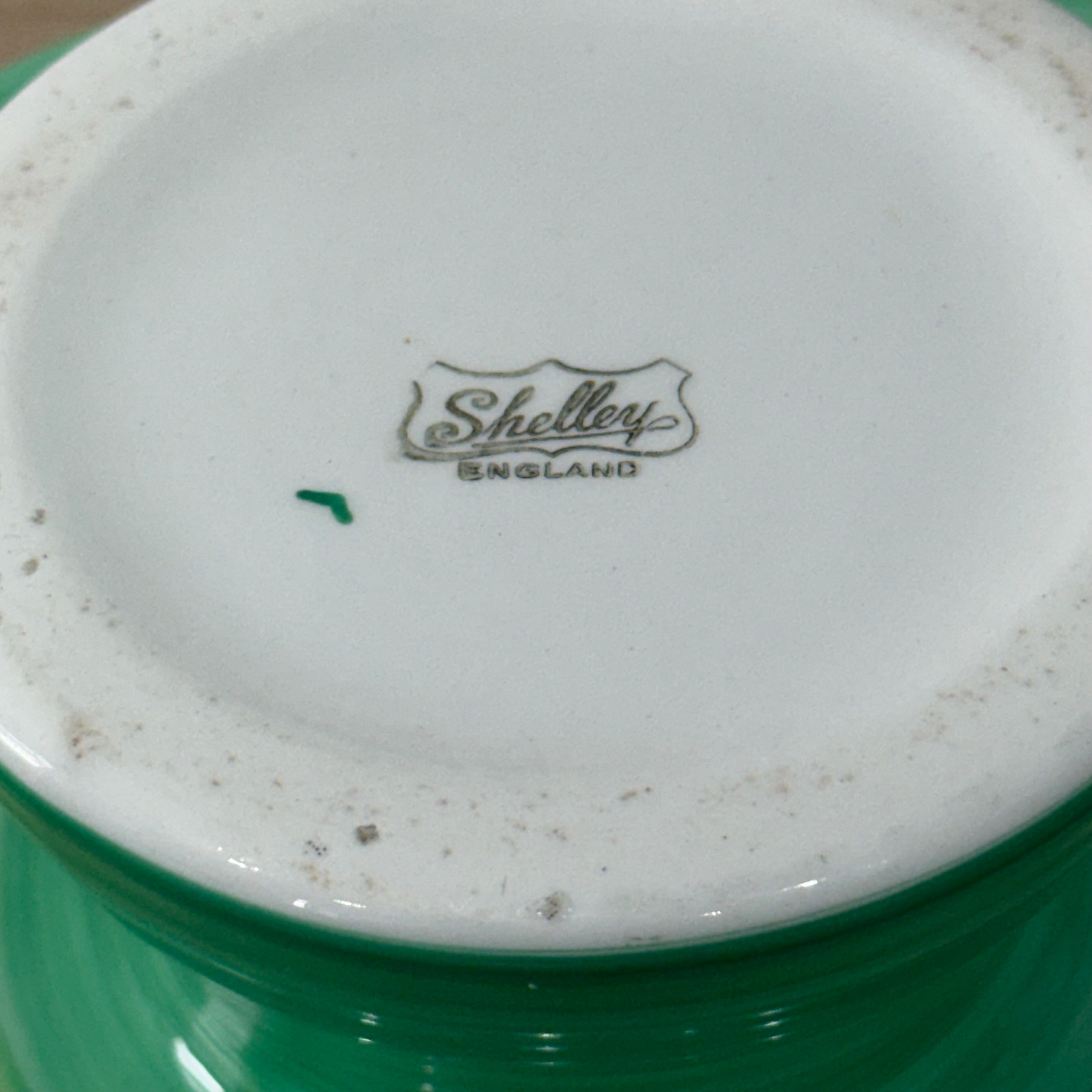 Shelley Harmony Green Dripware Footed Bowl Art Deco 1930s