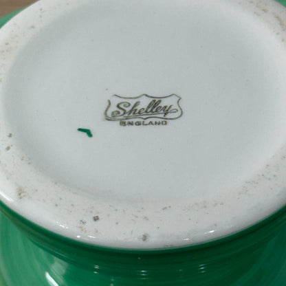 Shelley Harmony Green Dripware Footed Bowl Art Deco 1930s