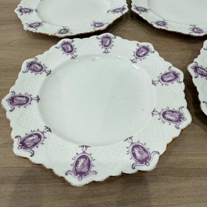 Pre-War Paragon China Purple Cameo Tea Set Cups Saucers Milk Sugar Plate