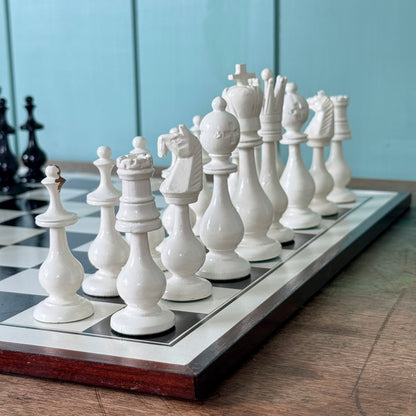 Vintage Chinese Wooden Figural International Chess Set Original Box