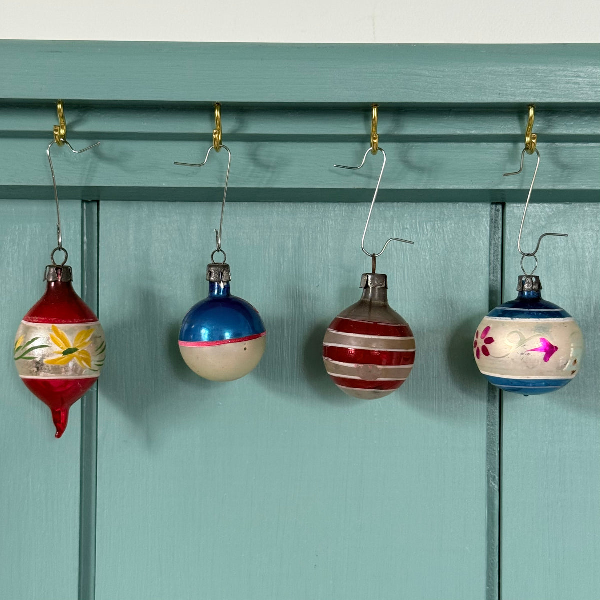 Boxed Set of 12 Miniature Vintage Glass Christmas Baubles
