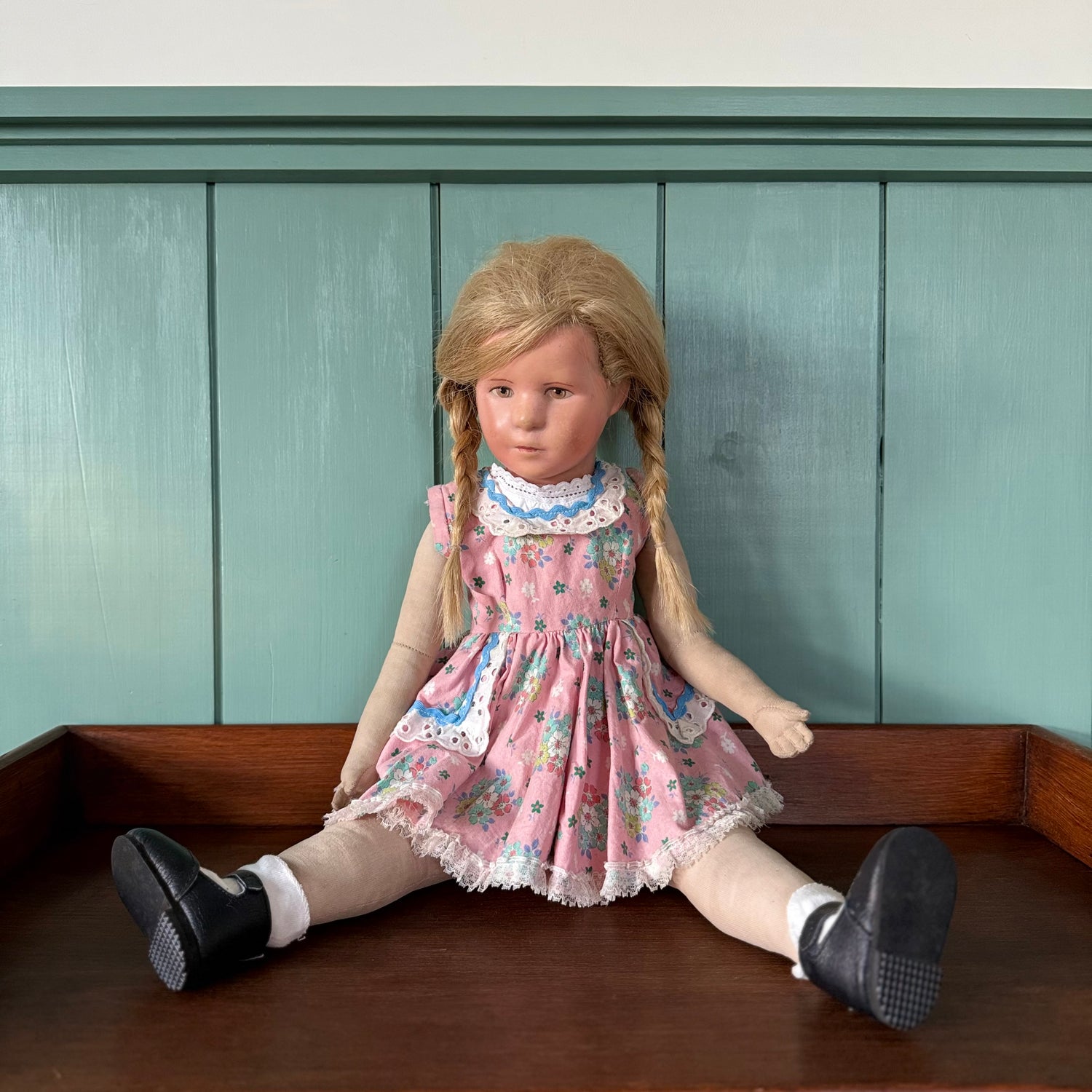 Vintage Käthe Kruse Cloth Doll 50cm Blonde Braids German Doll